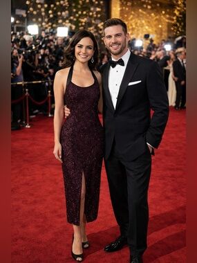 NWT vintage Oleg Cassini Black-tie halter-neck midi dress with a front slit s 10